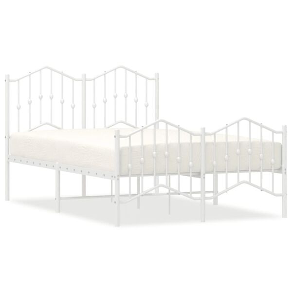 vidaXL Bedframe met hoofd- en voeteneinde&nbsp;metaal wit 120x190 cm
