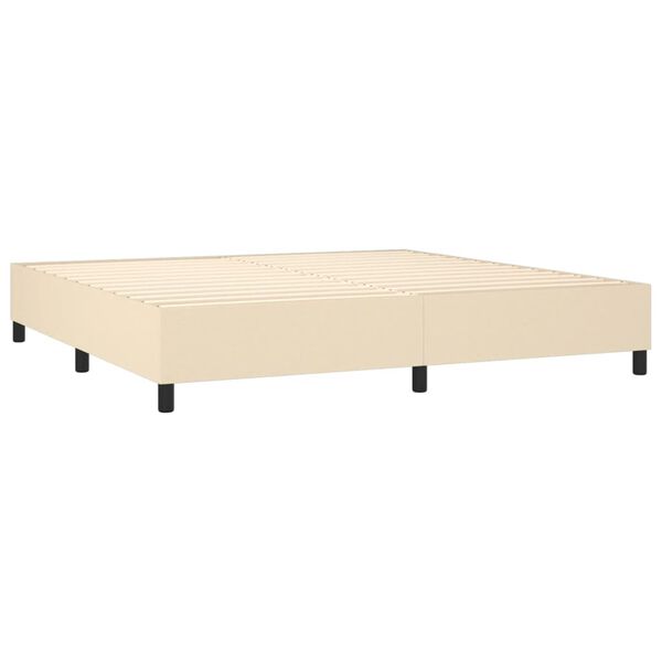 vidaXL Boxspring met matras stof cr&egrave;mekleurig 200x200 cm