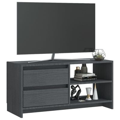 vidaXL Tv-meubel 80x31x39 cm massief grenenhout grijs