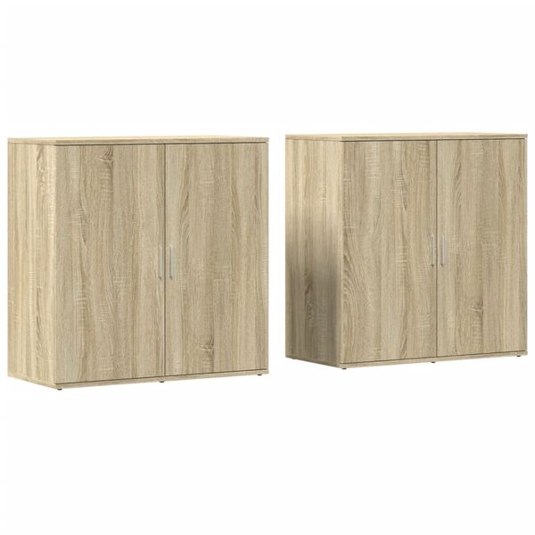 vidaXL Dressoirs 2 st 79x38x80 cm bewerkt hout sonoma eikenkleurig