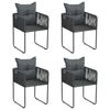 vidaXL Tuinstoelen 4 st met kussens poly rattan zwart