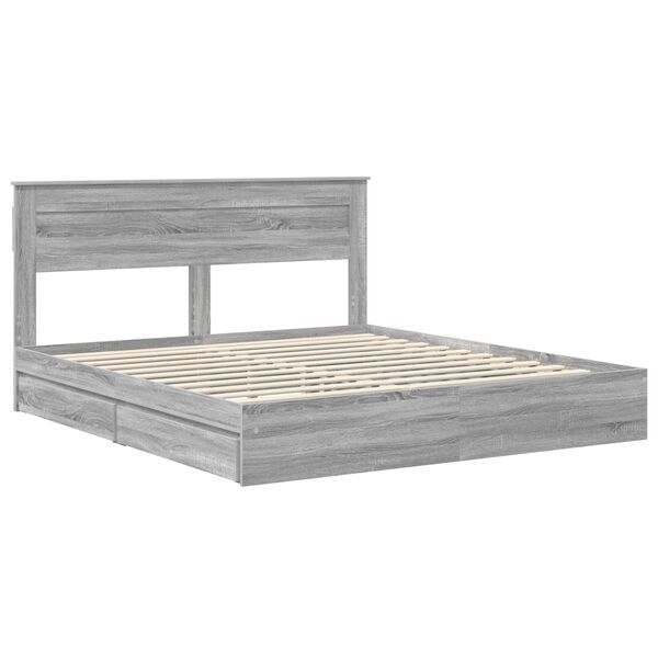 vidaXL Opslag bed met lade Grijs Sonoma 180 x 200 cm Bewerkt hout