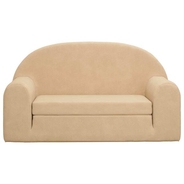 vidaXL Kinderslaapbank 2-zits zacht pluche crèmekleurig