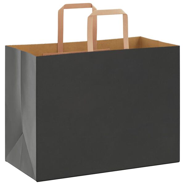 vidaXL Papieren zakken 250 st met hengsels 32x17x25 cm zwart