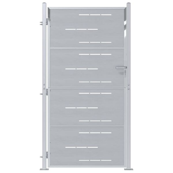vidaXL Tuinpoort met slot Zilver 96 x 200 cm Roestvrij staal