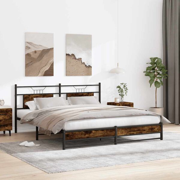 vidaXL Bedframe zonder matras metaal gerookt eikenkleurig 183x213 cm