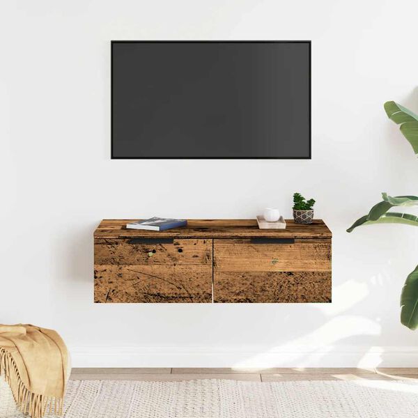 vidaXL Wandkast 68x30x20 cm bewerkt hout oud houtkleurig