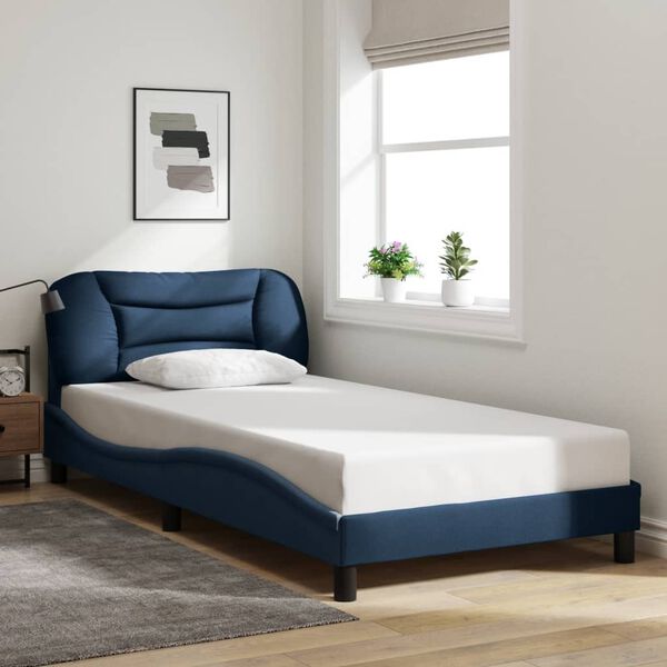 vidaXL Bedframe zonder matras "Hvar" 100x200 cm stof blauw