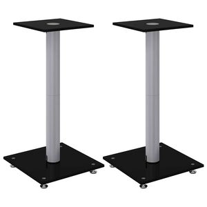 vidaXL Luidsprekerstandaards 2 st 1 pijler gehard glas zwart en zilver