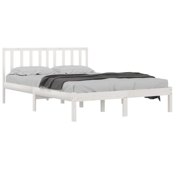 vidaXL Bedframe massief grenenhout wit 200x200 cm