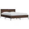 vidaXL Bedframe bewerkt hout metaal bruin eikenkleur 135x190 cm