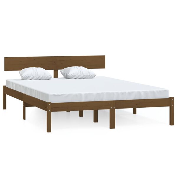 vidaXL Bedframe massief grenenhout honingbruin 120x200 cm