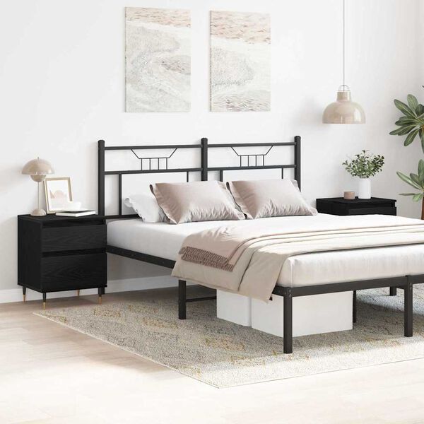 vidaXL Nachtkastje 2 pcs Zwart Eiken 40 x 35 x 50 cm Bewerkt hout