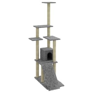 vidaXL Kattenmeubel met sisal krabpalen 155 cm lichtgrijs