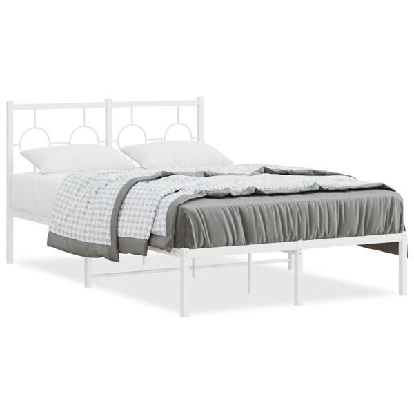 vidaXL Bedframe met hoofdbord metaal wit 120x200 cm