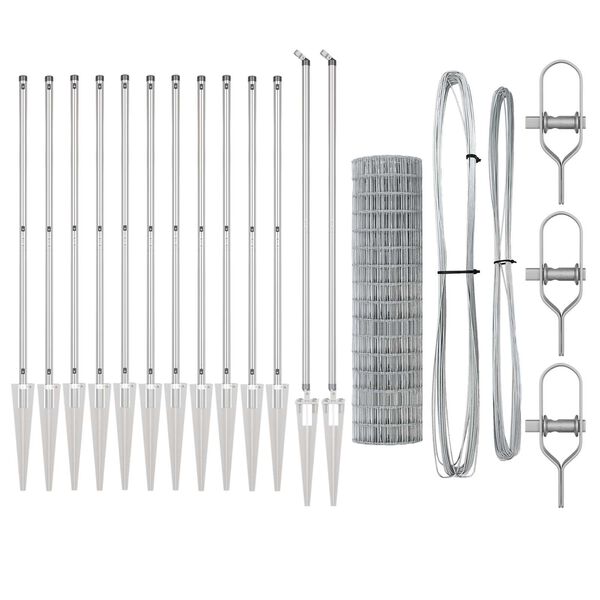 vidaXL Hek met Paal Zilver 1,2 x 25 m Staal