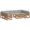 vidaXL Buiten bankenset met kussen 10 pcs Natuurlijk en Lichtgrijs