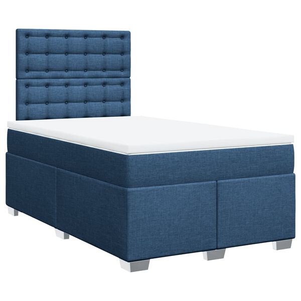 vidaXL Boxspring met matras stof blauw 120x190 cm