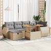 vidaXL 8-delige Loungeset met kussens poly rattan acacia beige