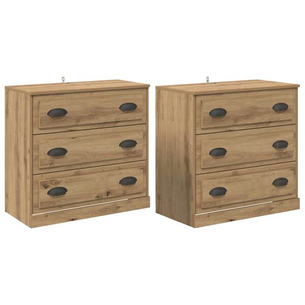 vidaXL Dressoirs 2 pcs Artisan Eiken 70 x 35,5 x 67,5 cm Bewerkt hout
