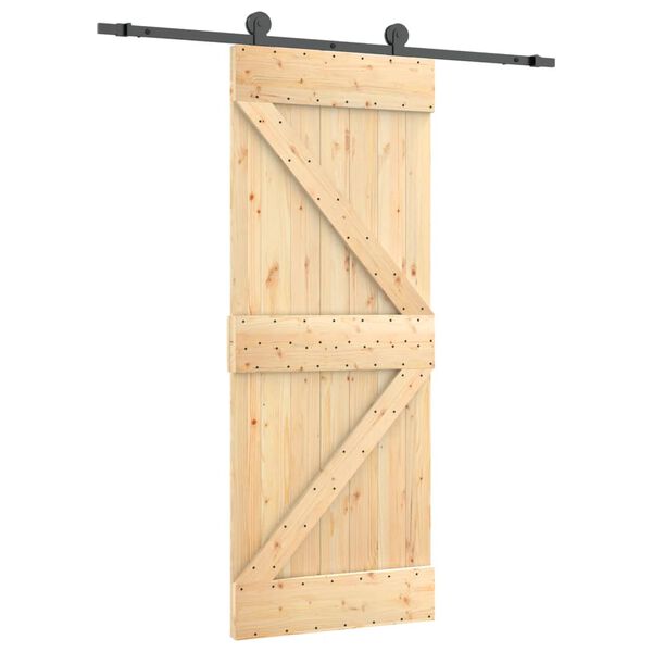 vidaXL Schuifdeur met beslag 70x210 cm massief grenenhout