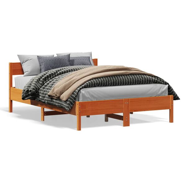 vidaXL Bed met matras massief grenenhout wasbruin 140x190 cm
