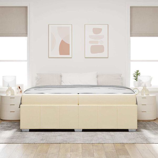 vidaXL Bedframe met matras Cr&egrave;me 200 x 200 cm Stof