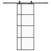 vidaXL Schuifdeur met beslagset 76x205 cm ESG glas zwart