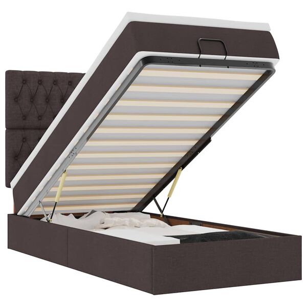 vidaXL Ottoman bed met matras en LED's 90x190cm stof donkerbruin