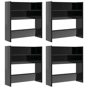 vidaXL Wandschoenenkasten 4 st 60x18x60 cm hout hoogglans zwart