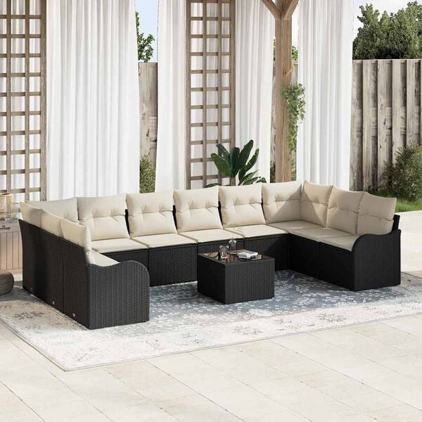 vidaXL Tuin Sofa Set Zwart poly rattan