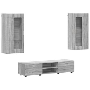 vidaXL Tv-meubelset FLORIN 3 st Grijs Sonoma Bewerkt hout