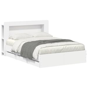 vidaXL Bedframe met opbergruimte en hoofdbord Wit 150 x 200 cm