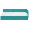 vidaXL Hoekbedframe met matras Turquoise 100 x 200 cm Fluweel