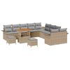 vidaXL Tuinbankenset met kussen 13 pcs Beige poly rattan