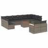 vidaXL 13-delige Loungeset met kussens poly rattan grijs