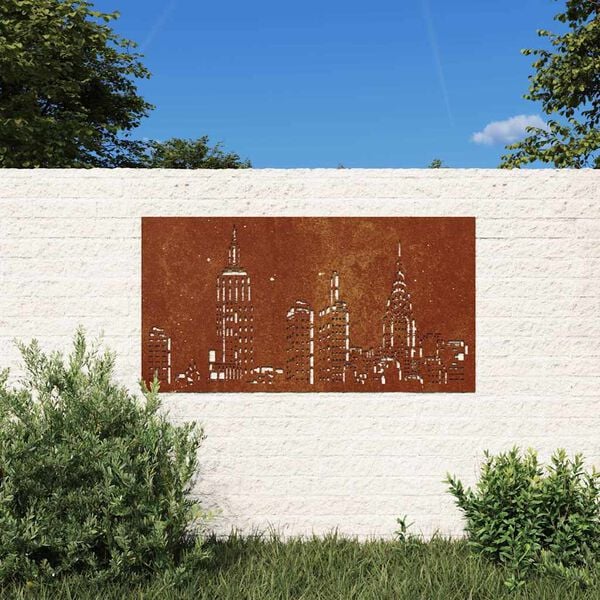 vidaXL Wanddecoratie tuin skyline-ontwerp 105x55 cm cortenstaal