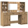 vidaXL Make-up tafel set met LED 3 pcs Artisan Eiken Bewerkt hout