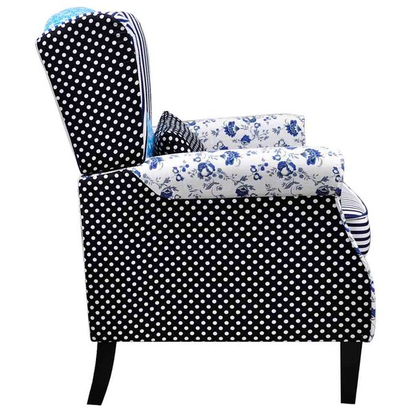 vidaXL Fauteuil met patchwork stof blauw/grijs