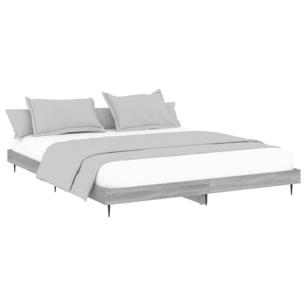 vidaXL Bedframe zonder matras 180x200 cm spaanplaat grijs Sonoma