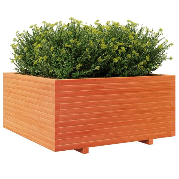 vidaXL Plantenbak 100x100x49,5 cm massief grenenhout wasbruin