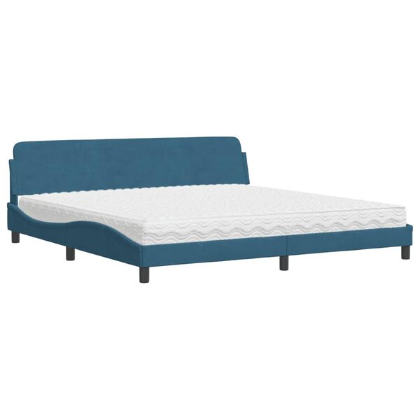 vidaXL Bed met matras "Dover" fluweel blauw 200x200 cm