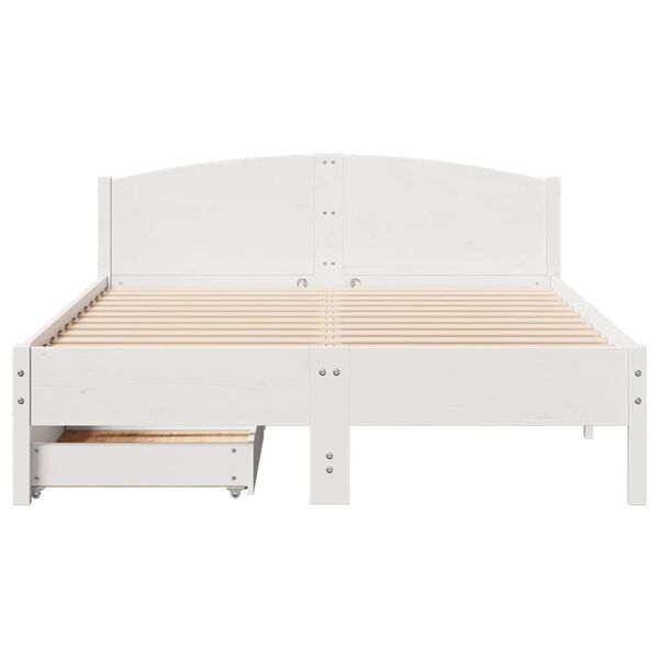 vidaXL Bedframe zonder matras massief grenenhout wit 150x200 cm