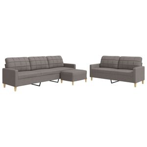 vidaXL 3-delige Loungeset met voetenbank stof taupe