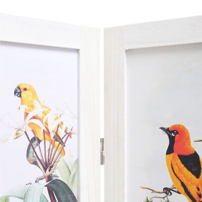 vidaXL Kamerscherm met 3 panelen vogel 105x165 cm wit