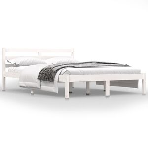 vidaXL Bedframe massief grenenhout wit 135x190 cm
