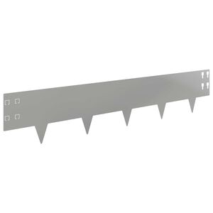 vidaXL Gazonrand 10 pcs 100 x 20 cm Staal Zilverkleurig