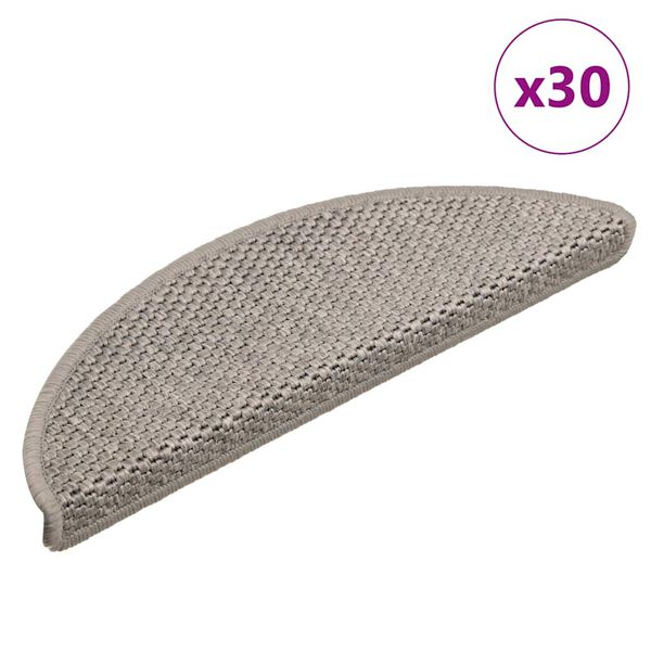 vidaXL Trapmatten zelfklevend Sisal-Look 30 st 56x17x3 cm Platina