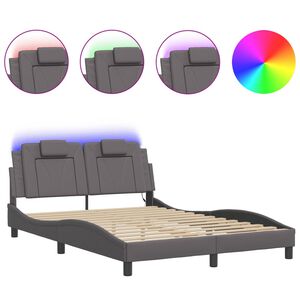 vidaXL Bedframe "Viana" met LED zonder matras grijs 140x190 cm