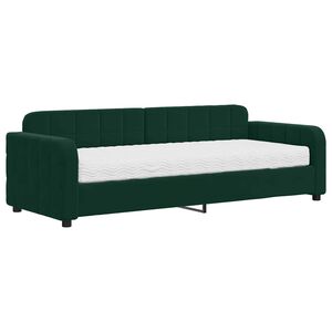 vidaXL Slaapbank met matras 80x200 cm fluweel donkergroen